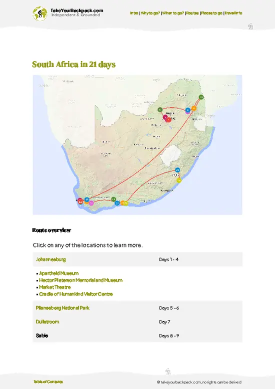 example page 4 from our offline Travel Guide for South Africa